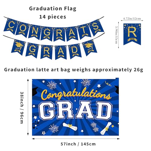 Image of Graduation Decorations 2025 Blue and Gold Class of 2025 Congrats Grad Backdrop Banner for Graduation Party