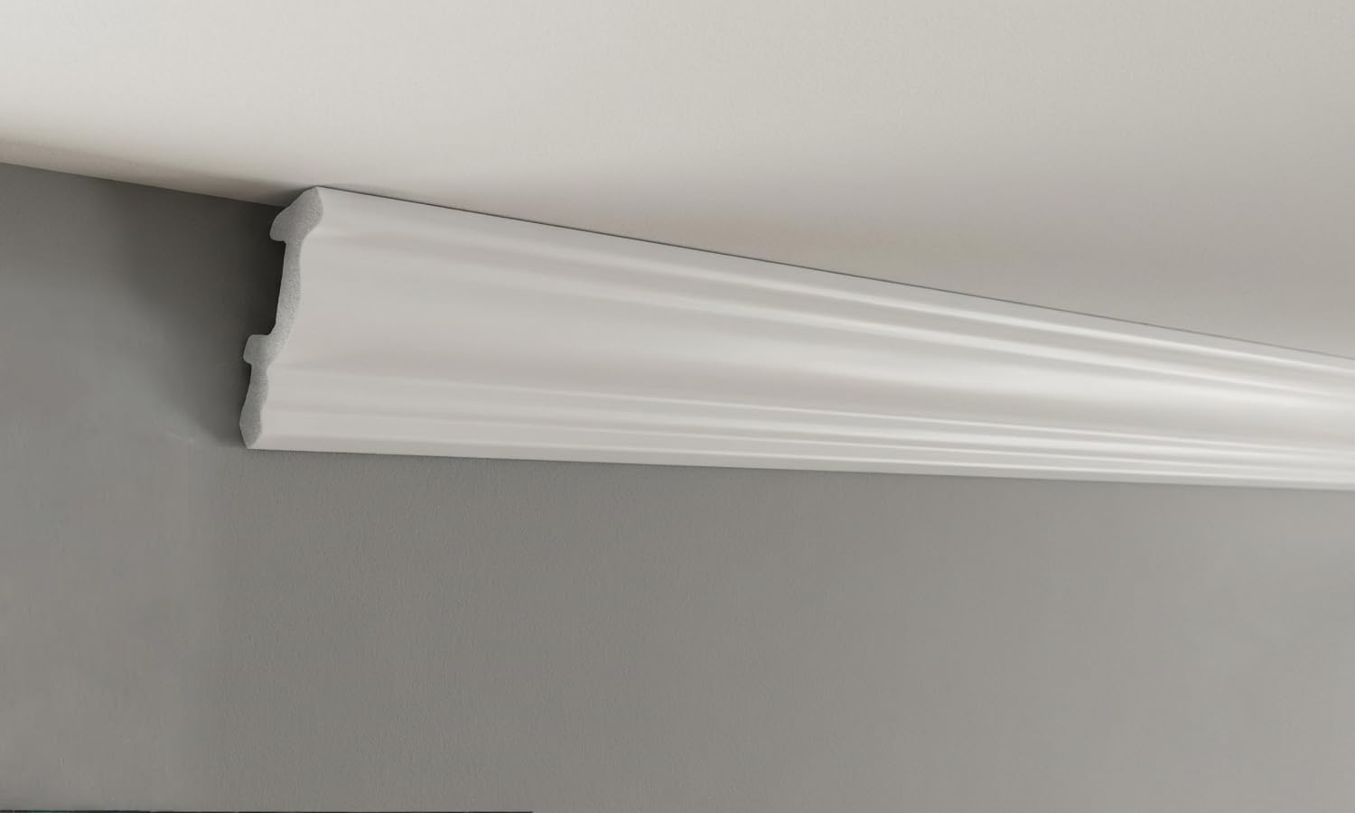 Molduras de techo de 100 cm – Molduras decorativas de estuco para pared y techo – Ligero, duro y estable, se puede pintar – (JC194-W listón 02-10 unidades | 10 m)