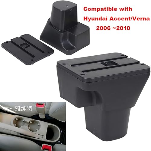 Miniatura 3 de SZSS-CAR Caja de reposabrazos de consola central de cuero de color negro para Hyundai AccentVerna 2007 2008 2009 2010 2011 Auto Interior Parts