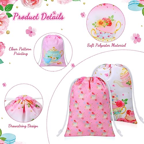 24 Pieces Tea Party Favor Bags Tea Party Gift Drawstring Bags Floral Tea Party Candy Goodies Treat Bags Tea Time Party Gift Treat Bags For Tea Themed Birthday Party Baby Shower Favor Supplies #TOP2