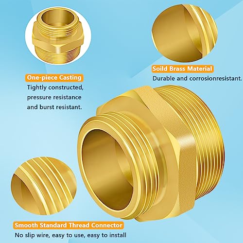 Fire Hydrant Hex Nipple, 2" Npt X 1-1/2" Nst (Nh) Male Fire Hydrant Hose Adapter Fitting Double Male Brass Fire Hydrant Connector #TOP5