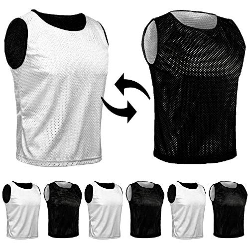 SPORTSBIBS 6X Petos Respirable de Fútbol - Juego de 6 Piezas - Camisetas de Dos Caras de Malla Abierta y Ligera, Chaleco De Entrenamiento T-Shirt Ejecutar Unisex Sport S M L XL