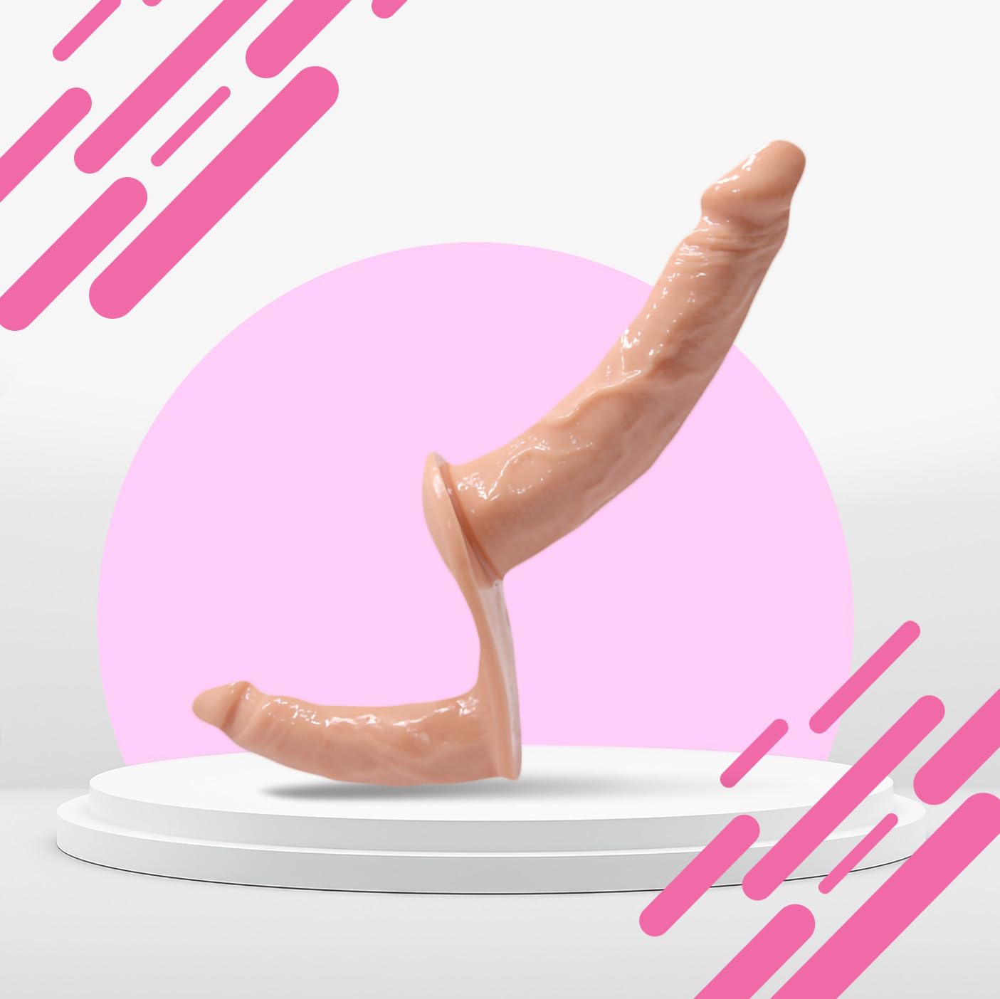 FOPS Doppio Dildo Strap On per Coppie Uomo Donna in ABS TPR Regolabile 13.5x3.4cm Esterno 10.2x2.8cm Interno Massimo Piacere Intenso Versatile Anale Gay Lesbica Pegging D42