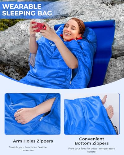 Sportneer Sleeping Bag - Wearable for Adults & Kids with Arm Zipper Holes in Cold & Warm Weather, Waterproof Portable Sleeping Bag for Camping, Hiking, Backpacking, Outdoor Travel - Image 4