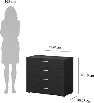 Amazon｜Tvilum チェスト 4段 ブラック マット｜チェスト・タンス