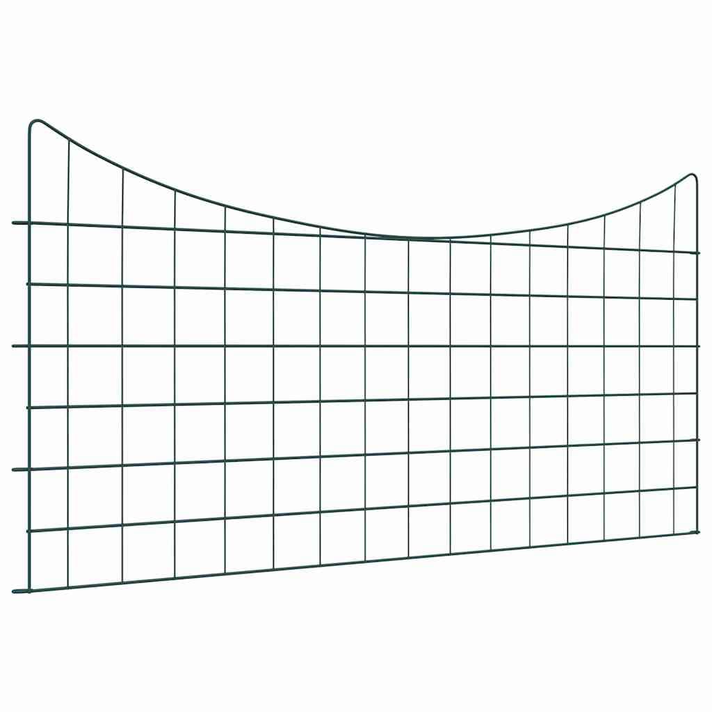 Teichzaun Set 5 Stück Grün Stahl 100 x 50 cm Zaunelement Gartenzaun Sichtschutz Metall Begrenzung Terrasse Sicherheit Trennwand Balkon Vorgarten