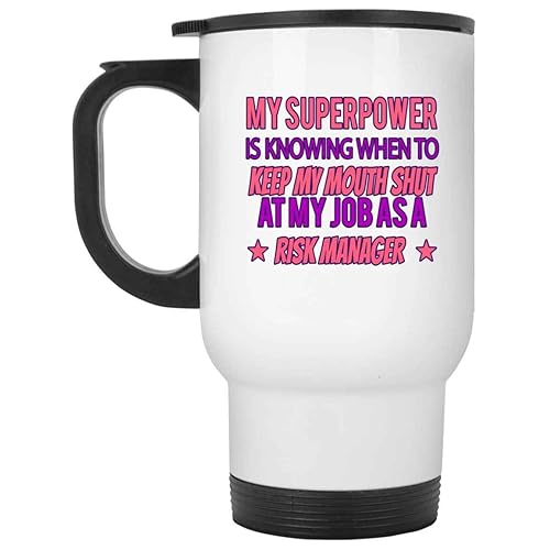 Risk Manager's Gift, for Nephew's Job - My Superpower Is Knowing When To Keep My Mouth Shut - 14 Oz White Stainless Steel Travel Mug disponible en Yaxa Peru