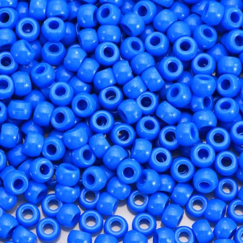 Sunrica 1100Pcs Dark Blue Pony Beads 6x9mm Large Hole Plastic Beads for Kandi Hair Braids Necklaces Friendship Bracelets