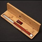 1 Pair Silver Chopsticks Natural Red Rosewood Chopsticks - Custom Engraving - In Classic Square...