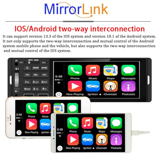 Radio para auto 5.1 pulgadas pantalla táctil Bluetooth miniatura 5