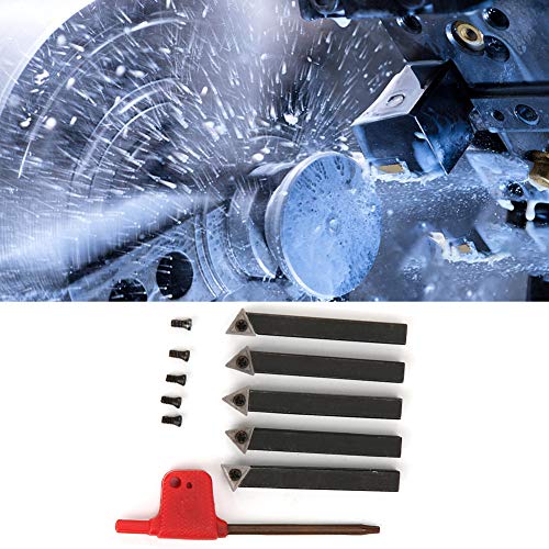 Ensemble d'outils de Tournage Indexables, 5 Pièces 0,25 Pouce Outils de Coupe de Tour à Métaux Tours d'usinage en Carbure Cémenté Outils de Coupe de Parement Multifonctionnel