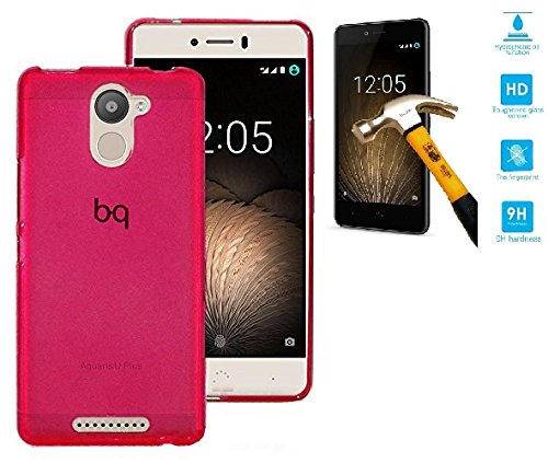TD24H Funda TPU para BQ Aquaris U Plus Rosa + Protector Pantalla 9H