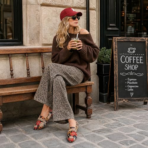 Image of Tilocow Metal Chain Loafers for Women Pointed Toe Slip on Flats Comfortable Fashion Work Shoes