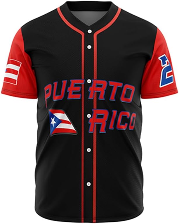 Puerto Rico Jersey for Men World Game Classic Baseball Jerseys Stitched Shirt Medium Black