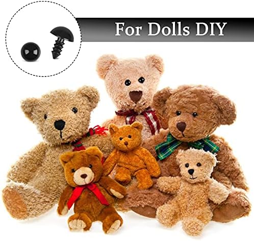 100pcs Safety Eyes with Washers, funvce Plastic Black Doll Eyes,DIY Craft Toy Eyes for Making Teddy Bear,Plush Animals, Knitted Toys (5mm/6mm/8mm/10mm/12mm)