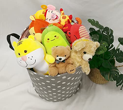 Huayee Storage Bin Laundry Hamper Clothes Basket Canvas Fabric Toy Box,Waterproof Coating Nursery Hamper With Handles,Gift Basket For Home,Office (Gray Dot) #TOP5