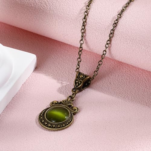 Charm Vintage Bronze CZ Pendant Necklace Emerald Pendant Dainty Jewelry for Women Accessories Gift2