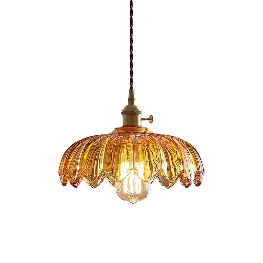 Lampe suspendue fleur en verre ambré pour illuminer votre table de salle à manger