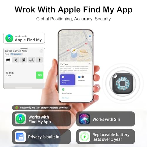 Image of 2-Pack Air Tracker Tags Compatible with Apple Find My (iOS Only), Bluetooth Tracker, Smart Keys Finder and Item Locator for Wallet Luggage Backpack (1B1W)