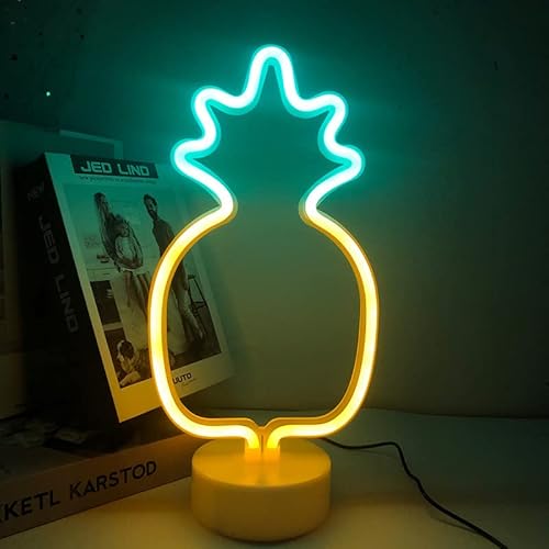 NIWWIN Letrero de luz de neón LED Decoración de mesa de pared Luz de noche USB/Batería Novedad Neón para fiesta de Navidad Decoración de dormitorio infantil Regalo de cumpleaños para niños (Piña)