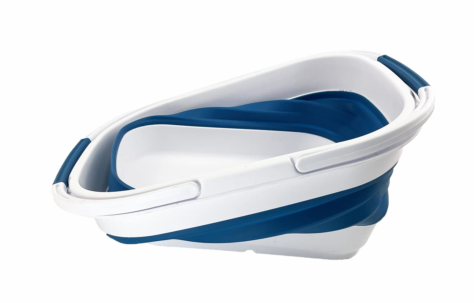 SAMMART Cestino pieghevole con manico, 13 l, TPE e PP, bianco/blu pietra, design moderno