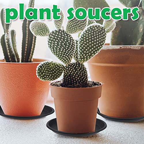6 Pack Plastic Plant Saucer Drip Trays,6 8 10 Inch Plant Saucers For Indoors Outdoor Plant,Heavy Flower Pot Saucers Plant Trays With 6 Pcs Labels&Flower Pot Hole Mesh Pad (Black) #TOP4