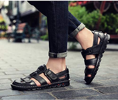 Mens Summer Casual Closed Toe Leather Sandals Outdoor Fisherman Adjustable Beach Shoes #TOP6