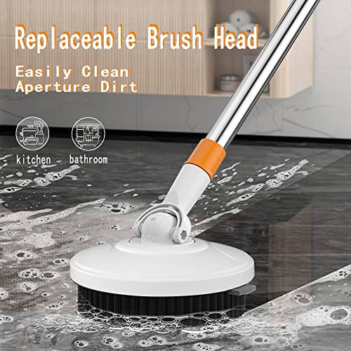 Spin Mop Bucket With Wringer System Extended Mop Handle 61＂Mop And Bucket For Floors Cleaning With 5 Replacement Head Refill 1 Cleaning Brush Head #TOP3