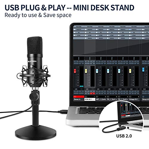 Usb Microphone W/Shock Mount Pop Filter, Condenser Mic, Computer Mic, Gaming Mic, Cardioid Condenser Microphone Kit，Usb Condenser Gaming Microphone,Studio Mic Kit For Youtube Video Streaming Podcast #TOP3
