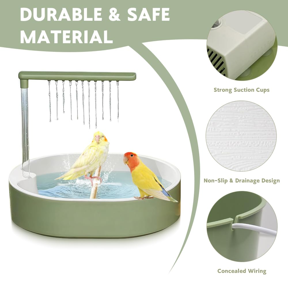 Vogel Badehaus Badewanne, Vogeldusche Wellensittich, USB Stromschleife Vogeltränke Balkon mit Umwälzsystem, Multifunktionaler Vogeldusche, für Unzertrennliche,Wellensittiche