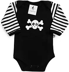 Body para Bebê Estampa Caveirinha Manga Listrada