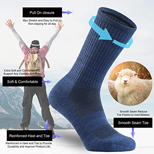 Image of Ortis Merino Wool Socks for Men Outdoor Hiking Casual Soft Cushion Crew | Extra-Fine Wool, Breathable, Comfortable, Lightweight, Moisture Wicking, Size L /XL 3 Pack, Hiker, Mountaineer, Daily Wear
