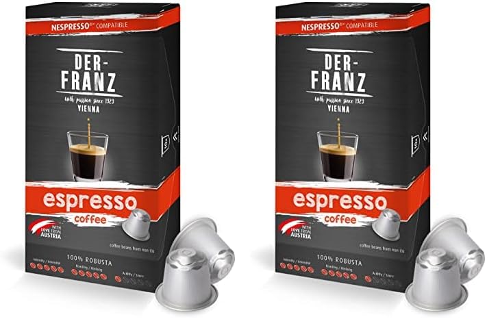 Nespresso kompatible Kaffee Kapseln, 1 x 10 Kapseln, Espresso (Packung mit 2)