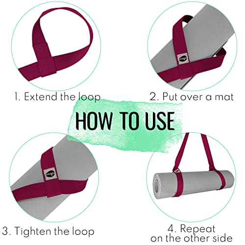 Teceum [New 2023] Yoga Mat Strap – Cotton Blend – 6+ Colors – Adjustable Mat Holder Sling For All Mats [Mat Not Included] #TOP4