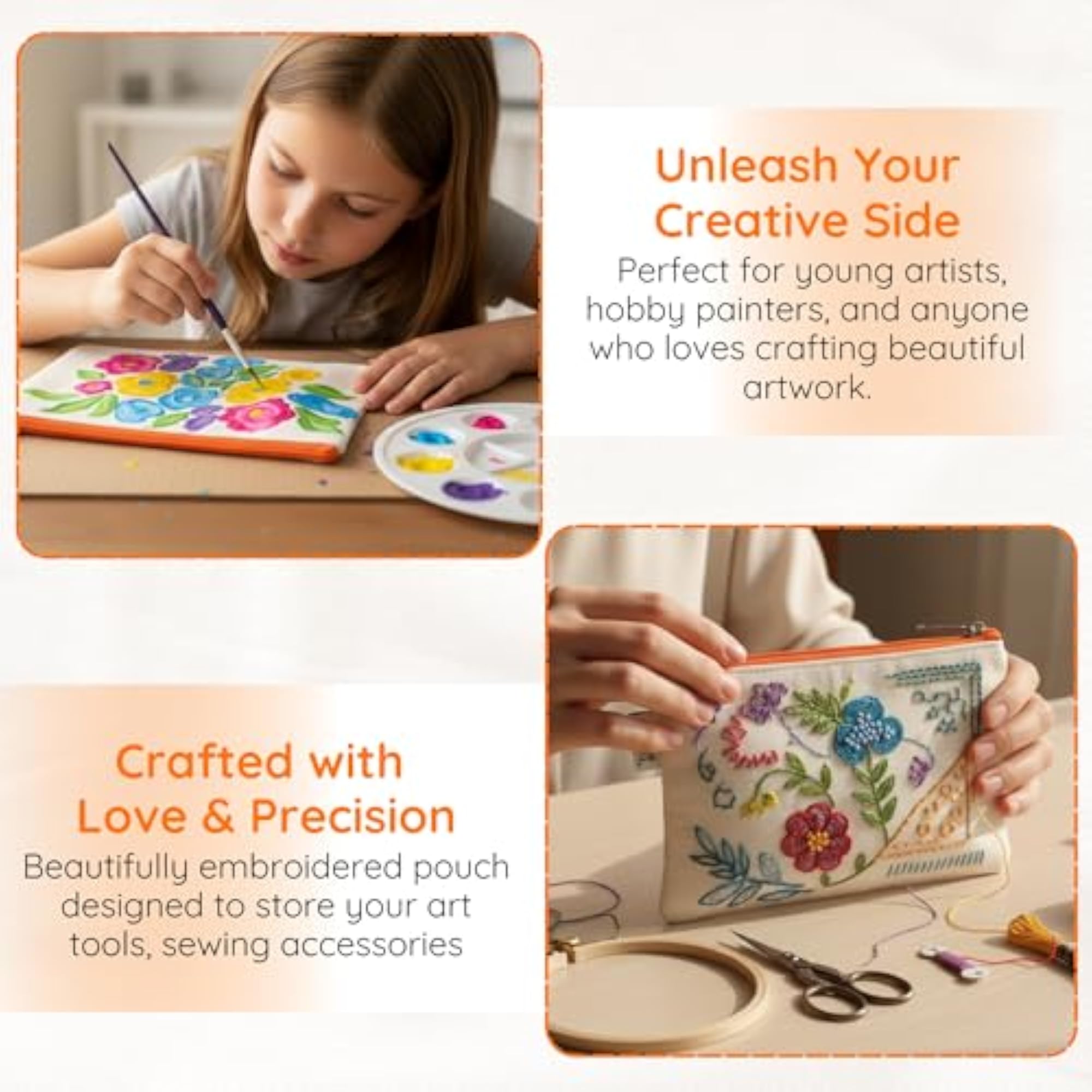 Canvas Makeup & Pencil Pouch, Multipurpose Pack of 6