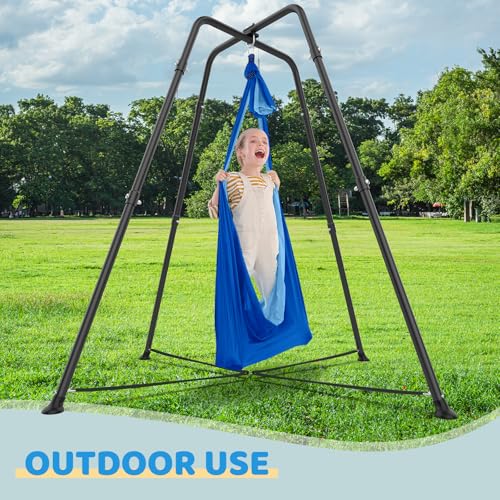 Swing Stand Frame with Sensory Pod Swings and Chair, Sensory Swing Set, X-Shaped Swing Frame, Heavy-Duty Metal Hammock Chair Stand for Adults Indoor and Outdoor 330LBS(Blue) by G TALECO GEAR - Image 6