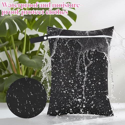 DOPENSPI 2 Stück Wasserdichter Wet Bag, 40x30 cm Wiederverwendbarer Wasserdichte Dreckwäsche Beutel Reise Nasssack mit Reißverschluss für Badeanzüge Strandtücher Windeln(2 Schwarz)
