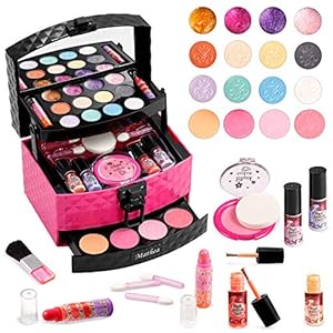 Mathea Kinderschminkset voor meisjes, 30 stuks, voor kinderen van 3, 4, 5, 6 en 7 jaar, veilig en wasbaar, reinigende…