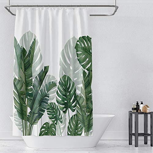 Baccessor Tropical Green Plant Shower Curtain Waterproof Washable Fabric Summer Bathroom Decor Botanical Banana Monstera Leaf Palm Tree Shower Curtain With Hooks 72X72 Inch #TOP1