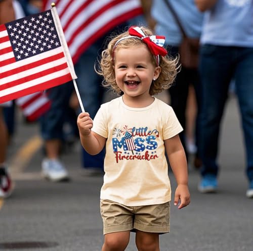 Boys Girls 4th of July Shirts American Flag Tees Kids Patriotic Independence Day Memorial Day Tops 2-7 Years4