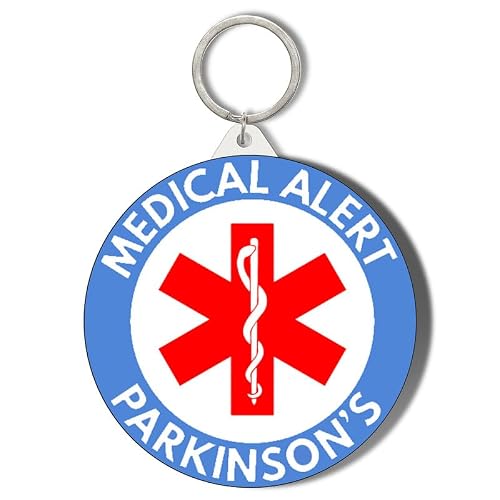 Gift Insanity MEDICAL ALERT - BLUE BACKGROUND - PARKINSONS - 45mm Short Chain Mirror Keyring