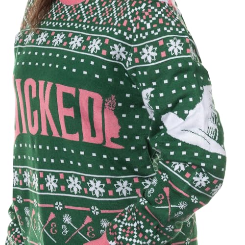 Bioworld Wicked Adult Glinda and Elphaba Knit Ugly Sweater for Christmas (X-Large) Multicolored by Bioworld - Used condition - US$10.36