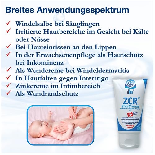 Zinksalbe Dline ZCR-ZincCream 50ml für Hautpflege und Windelpflege