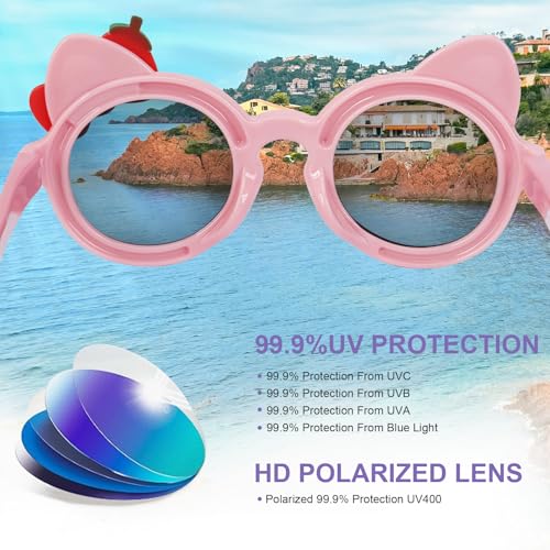 Kids Sunglasses, Polarized Sunglasses for Toddler, Cute Cat Baby Sun glasses for Girls Boys UV4003