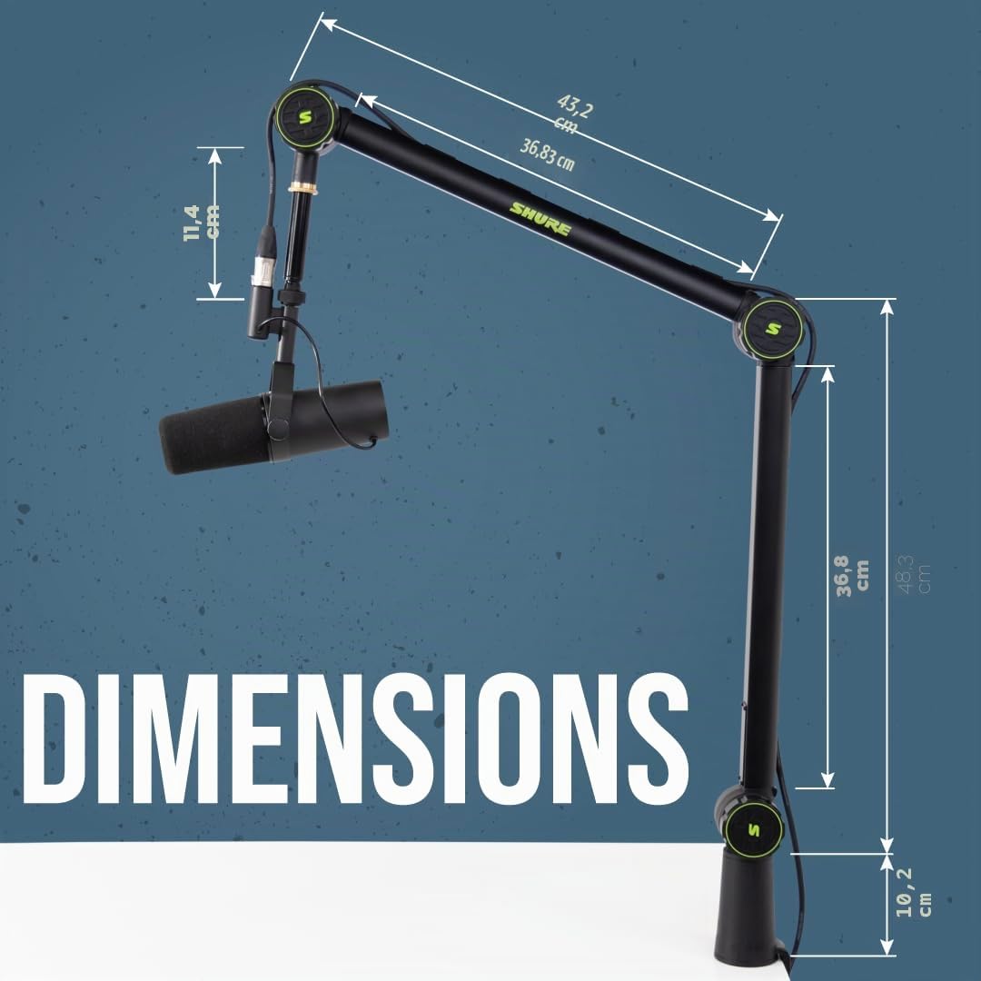 Shure by Gator Broadcast Desk Series ; Support de microphone à bras articulé monté sur bureau Shure ; (SH-BROADCAST1)
