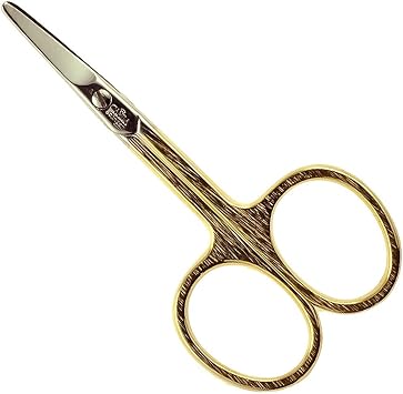 CS01 Safety Tip Baby Nail Scissors for Manicure and Pedicure, Hypoallergenic Gold Plated Grooming Scissors for Toddler Nail Care, Made of Carbon Steel in Solingen, Germany