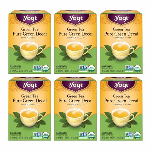 Yogi Tea - Green Tea Pure Green Decaf (6 Pack) - Supports Vitality - 96 Tea Bags