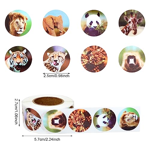 Honbay ANIMAL-STICKER-2ROLL 2 Roll Of 500Pcs/Roll 1 Inch Zoo Animals Stickers Round Wild Jungle Animal Stickers Decorative Sticker Decals Adhesive Label Sealing Sticker thumb #1
