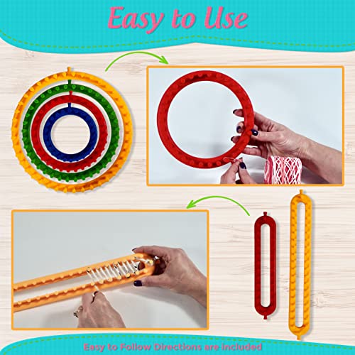 Olikraft Knitting Loom Tool Kit – Set Of Circular Round And Long Rectangular Looms With Loom Picks And Plastic Darning Needle. Great For Kids Or Baby Blanket And Hat #TOP6