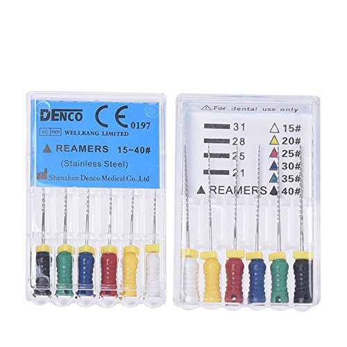 Annhua® Endodontics Stainless Steel Reamers Needle Files Hardness Dental Instrument for Root Canal (15~40# 28MM)